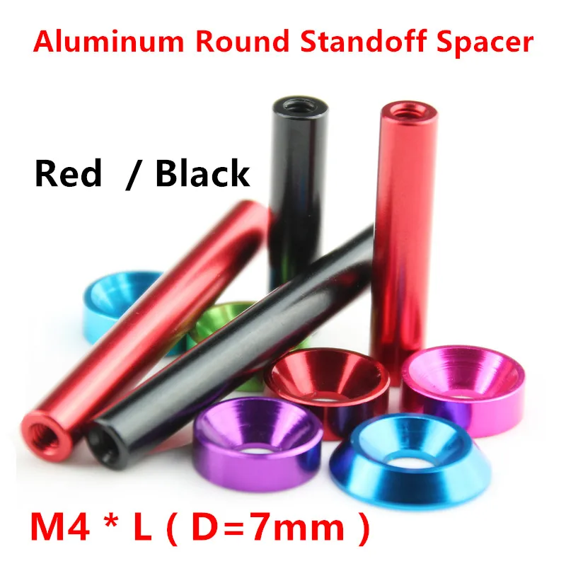 8x m3 Spacer Aluminium Red Anodized Stand-off Spacers Round Aluminium 