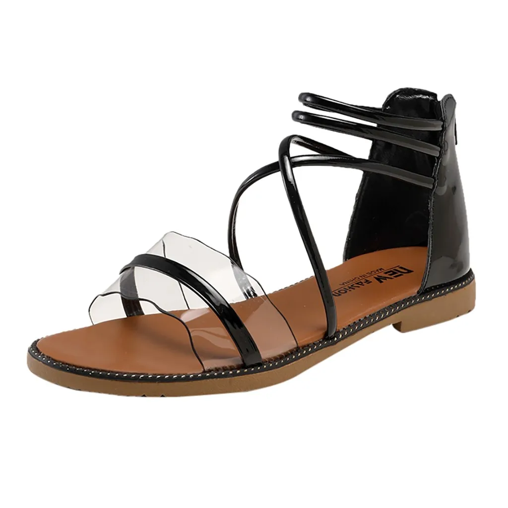 

SAGACE Women Girls Open Toe Casual Elegant Summer Beach Flat Sandals Rome Zip Sexy High Quality Outsid Ladies Shoes Zipper