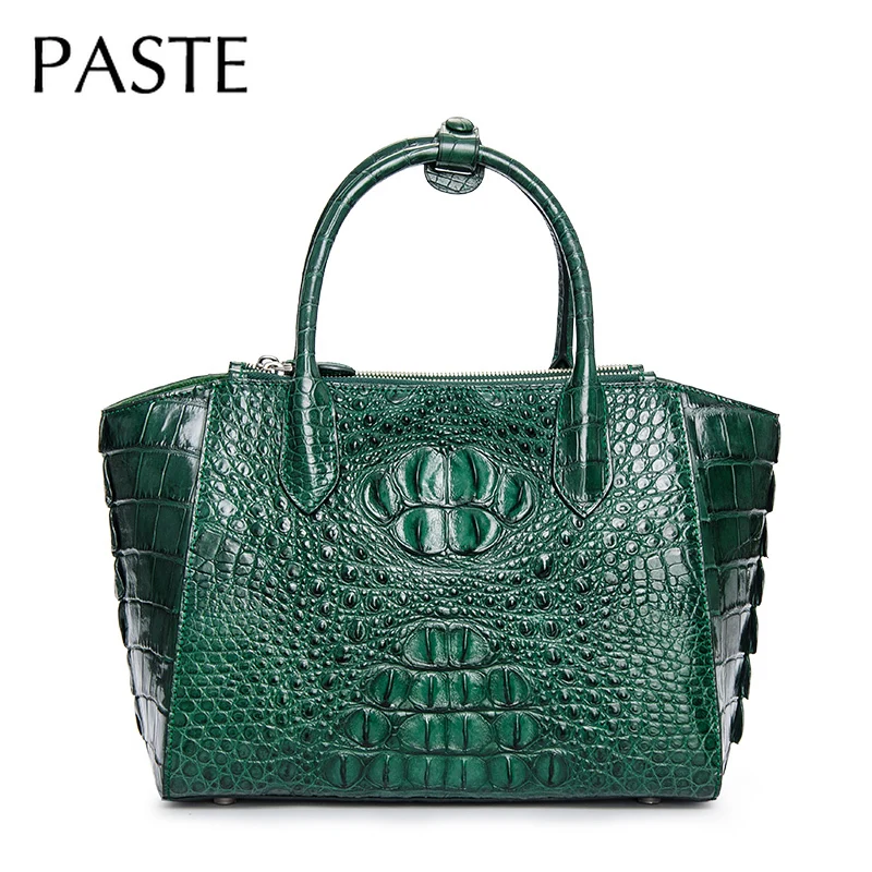 

2019 Brand Designer Women Top Handle Handbag Real Cowhide Leather Crocodile Pattern Female Shoulder Bag Retro Chic Elegant Totes