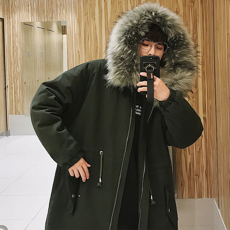 grey Mâle Épais Homme Hommes Vêtements Mode Black vent Lâche Outwear Parka Veste Coupe Chaud Long Hiver Streetwear Casual Green Manteau 3TlKcuFJ51