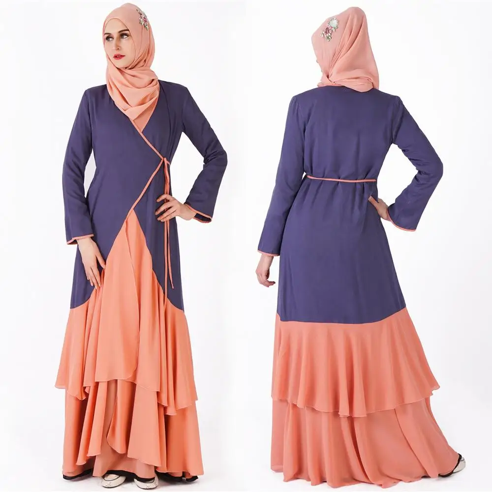Мусульманское длинное платье для девочки качели оборками шить кардиган «абайя» Туника кимоно длинный халат Jubah Ближний Восток Рамадан