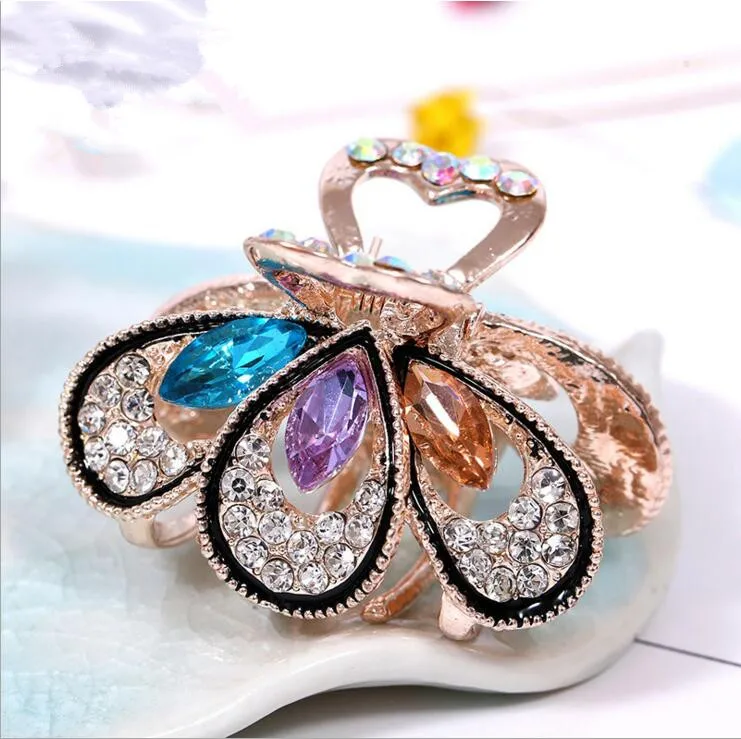 

3pcs/lot Beautiful Rhinestone Crystal Metal Hair Claws Clip women Girls Crab Hair Claw