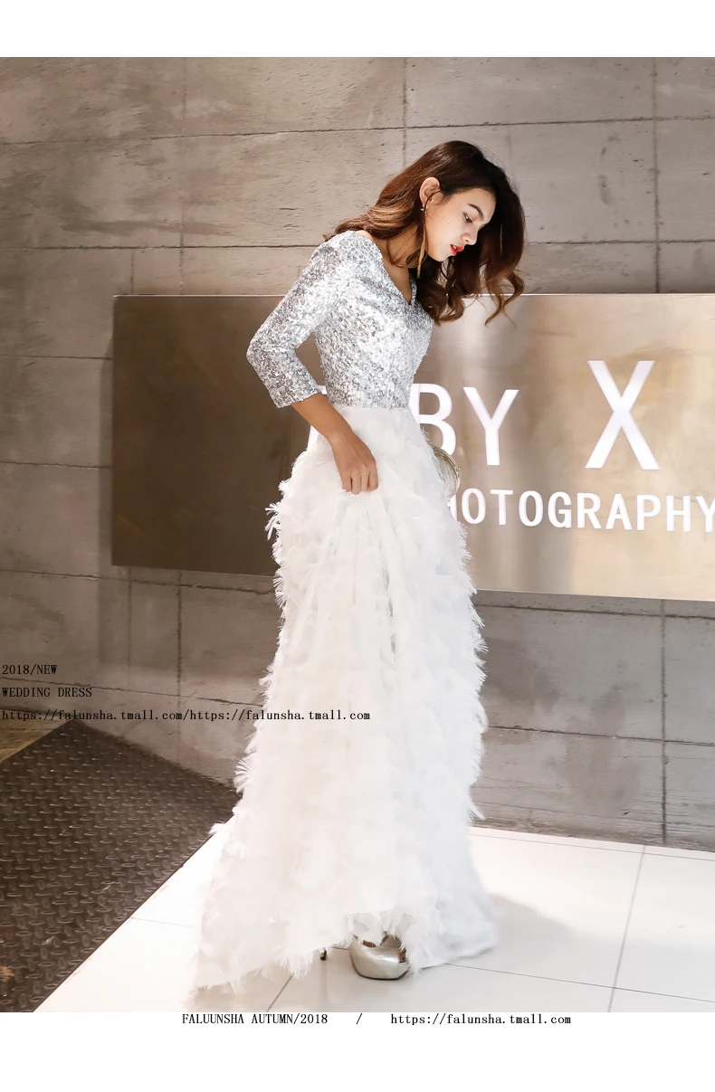 Вечернее платье weiyin De Soiree Новое Элегантное ТРАПЕЦИЕВИДНОЕ белое кружевное длинное вечернее платье с v-образным вырезом вечерние платья, расшитые пайетками WY1112