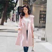 Dabuwawa Autumn Women Trench Hooded Windbreaker New Sportwear Casual Adjustable Waist Belted Streetwear Outerwear Coat Dabuwawa Autumn Women Trench Hooded Windbreaker New Sportwear Casual Adjustable Waist Belted Streetwear Outerwear Coat