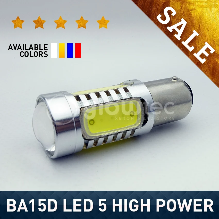 

1pc BA15D 7.5W High Power T10 LED 5 COB 5 SMD 7.5W (5*1.5W) 5cob Super Car Signal Tail Turn LED Fog Light Bulbs Lamp GLOWTEC