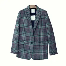 Женский костюм осень и зима Красивый клетчатый шерстяной Блейзер