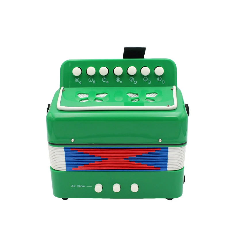 Free shipping!7 Keys 2 Bass Kids Children Accordion Educational toy Accordion 3+ ages Accordion(9 colors optional - Цвет: Green