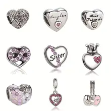 2017 Silver Plated Bead Angel Wings And kinds of Hollow Love Heart Charm Beads Fit Pandora Women Diy Bracelets Bangles Jewelry