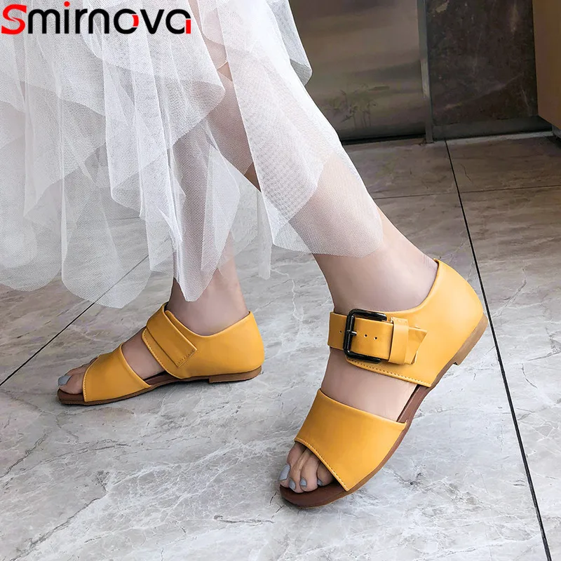 

Smirnova plus size 34-48 new summer sandals comfortable ladies shoes casual flat with solid colors women sandals 2019