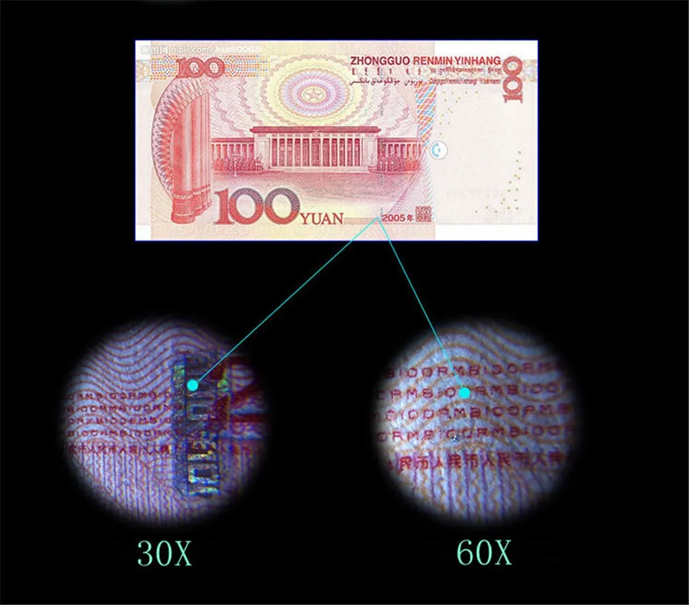 30X 60X двойной объектив Мини Карманный микроскоп Лупа ювелира Лупа с светодиодный светильник фантастический