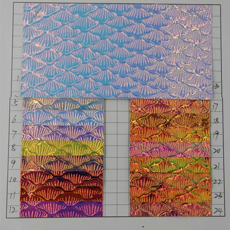 

Popular PU laser decoration synthetic leather fabric colorful holographic fish scales leather material