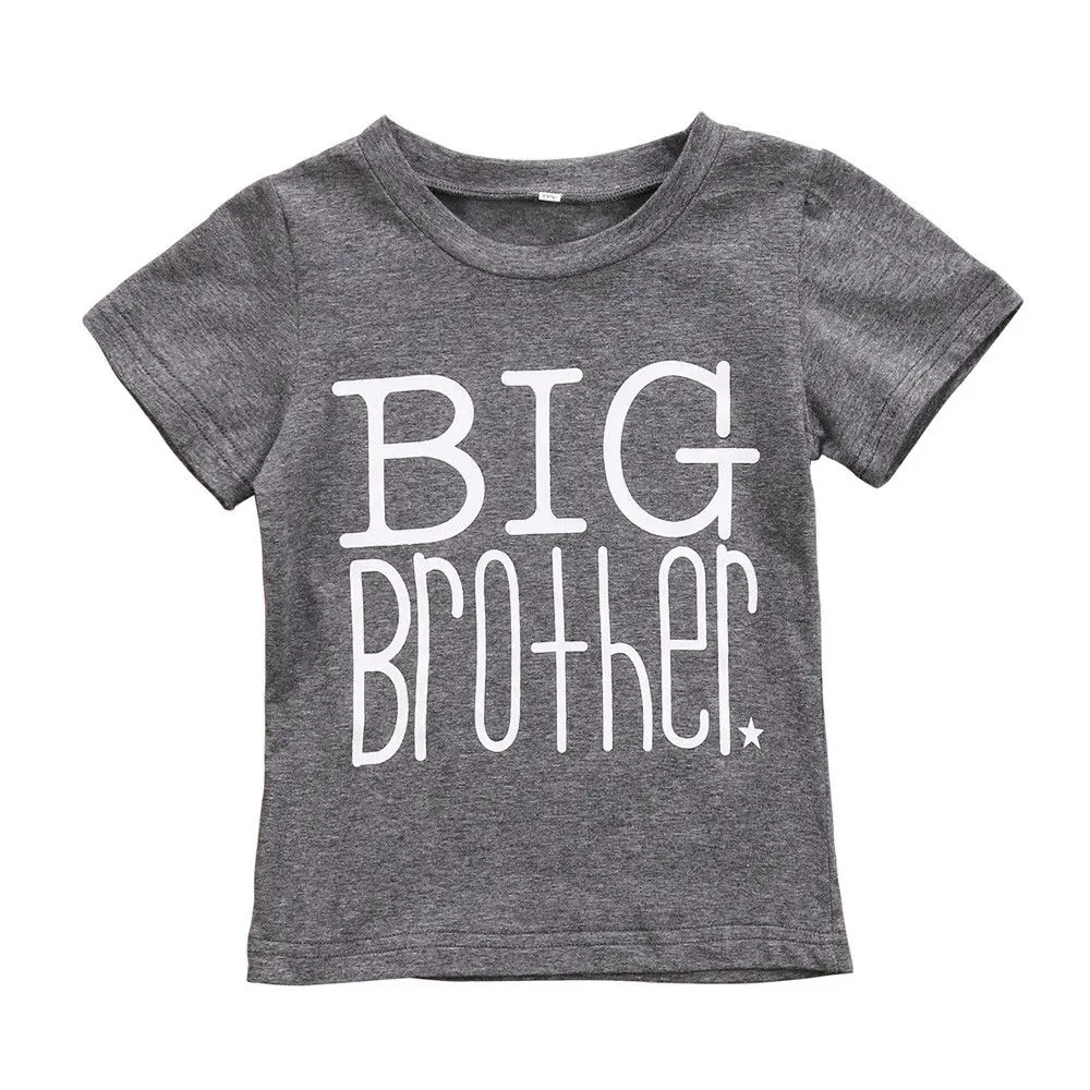 

PUDCOCO Cute Kids Boys Big Brother T-shirt Baby Summer Casual Gray Letter Suit 1-6Y