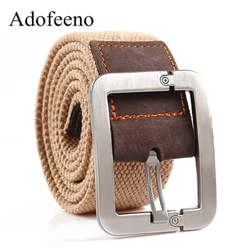 

Adofeeno Quality Wide Canvas Belts for Men Buckle Genuine Leather Metal Head Canvas Belt Strap Cinto Masculino Male Ceinture