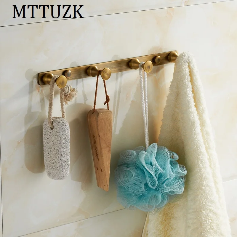 MTTUZK antique brass Clothes hooks Kitchen hooks simple row of hooks