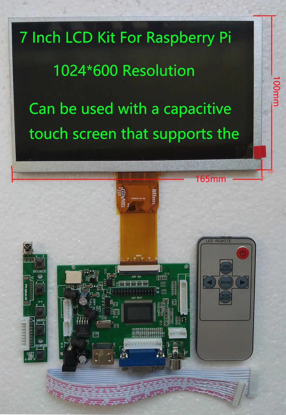 

7inch HDMI Display Kit For Raspberry pie, industrial computer, industrial robot, car computer 1024*600 HDMI Support Android L