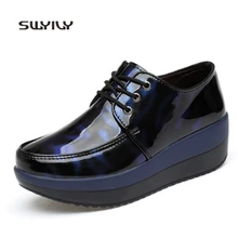 SWYIVY Women Swing Shoes Platform Patent Leather Toning Shoes Women 2018 New Autumn Height Increasing Light