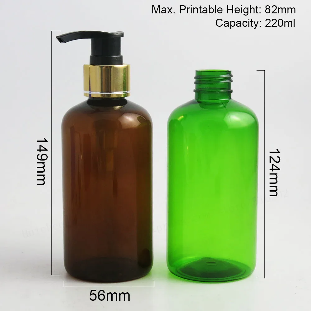 20x220 мл DIY Янтарный синий белый красный зеленый прозрачный оранжевый ПЭТ пластик Крем Лосьон бутылка с насосом 220cc крем шампунь бутылка