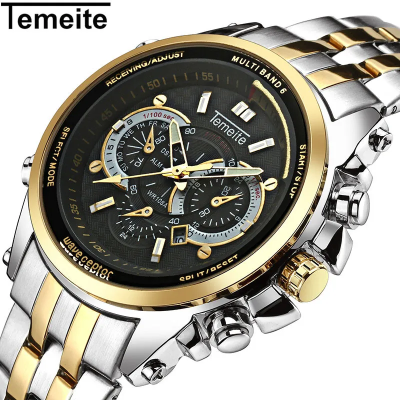 

TEMEITE Mens Watches Top Brand Luxury Sport Quartz Watch 3ATM Waterproof Men's stainless steel Wrist watch Relogio Masculino