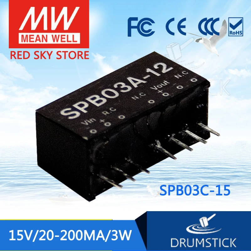 

MEAN WELL SPB03C-15 15V 200mA meanwell SPB03 15V 3W DC-DC Regulated Single Output Converter