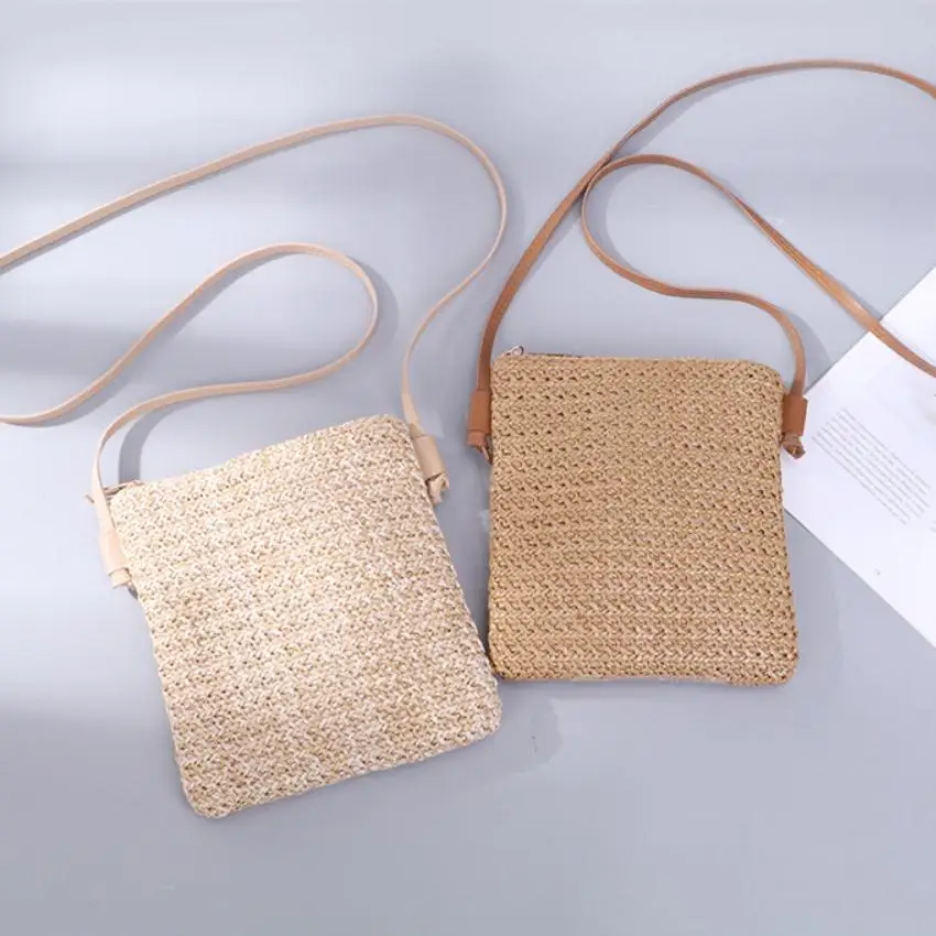 

New Women Straw Bags Flap Messenger Crossbody Bags Rattan Handbags Casual Beach Holiday Shoulder Bag For Women