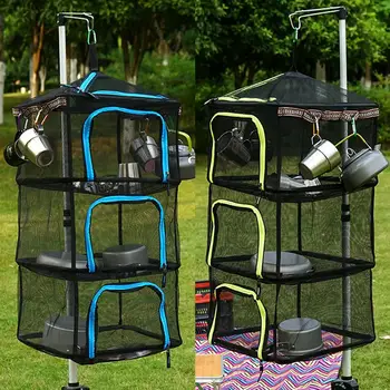 

Outdoor Camping Tool Hanging Drying Rack Mesh Collapsible Net Dryer For Fishing Storage Travel Cup Cooking Tools Bag Accessories