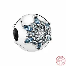 925 стерлингового серебра кристаллизованные снежинки клип бусины Разноцветные кристаллы и прозрачный CZ DIY Fit PANDORA Подвески для изготовления ювелирных изделий CL023