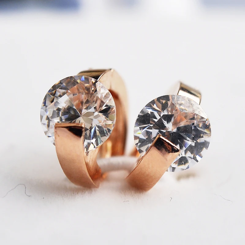 

New USTAR 1 carat Zircon Hoop Earrings for women fashion Jewelry Gold color Made with Austria Crystals top quality