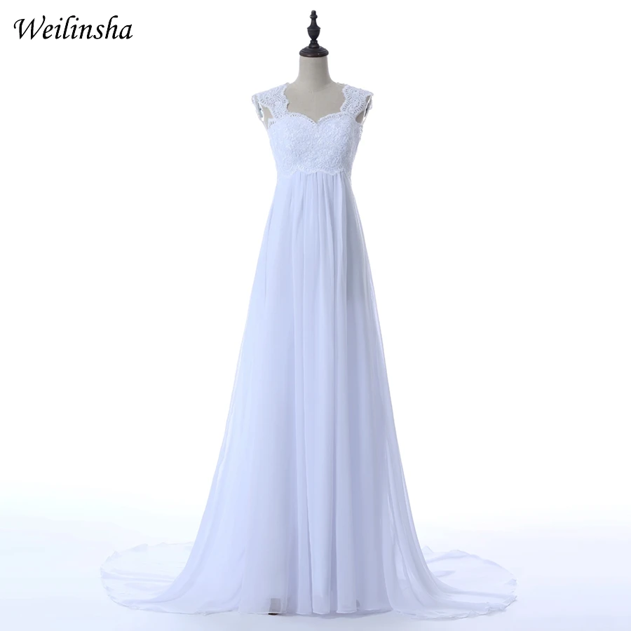 

ADLN Simple Chiffon Empire Wedding Dresses Sweetheart Lace-up Back Bohemian Beach Bridal Gown 2017 In Stock Vestido De Noiva