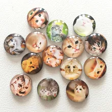 Freies verschiffen (14 teile/los) Cute Cat Runde Glas Kühlschrankmagnet Cartoon Tier Nachricht aufkleber für Katze Liebhaber Katze dekoration