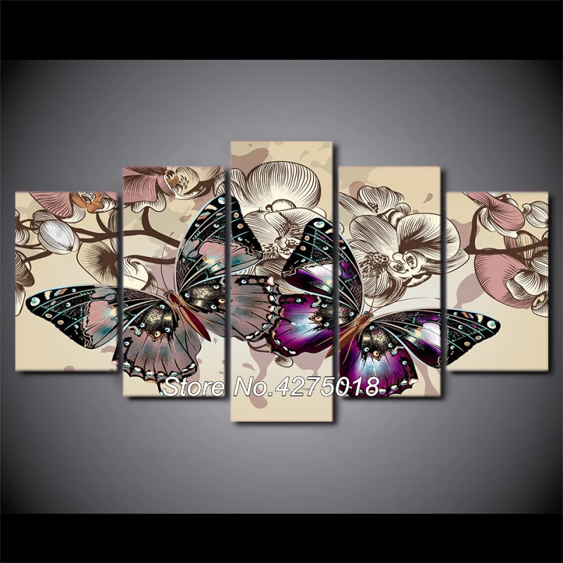 

DIY Diamond Painting Cross Stitch Kit Full Diamond Embroidery 5D Square Diamond Mosaic Home Decor butterfly 5pcs ML117