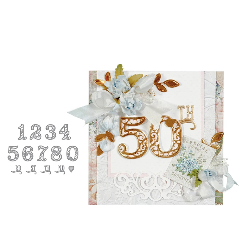 Lace Hollow Classical Numbers Decorative Embossing Suit Paper Cards Stamp