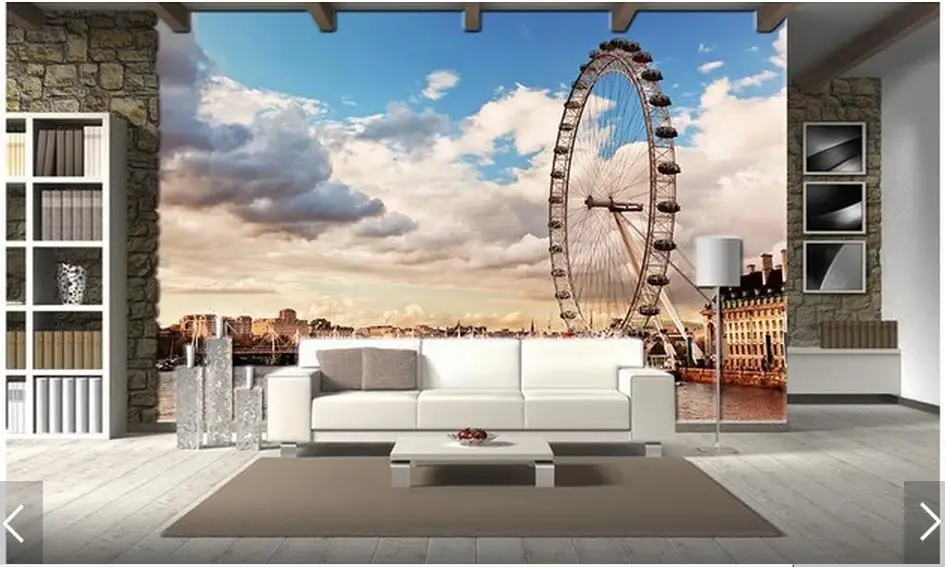 

3d-фотообои на заказ, настенные фрески с изображением колеса обозрения, Ландшафтные картины, украшение для гостиной