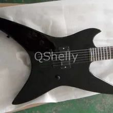 Высокое качество QShelly Пользовательские V Форма летучая мышь звезда тела струны через 9 В батарея активный пикап электрогитара музыкальный инструмент магазин