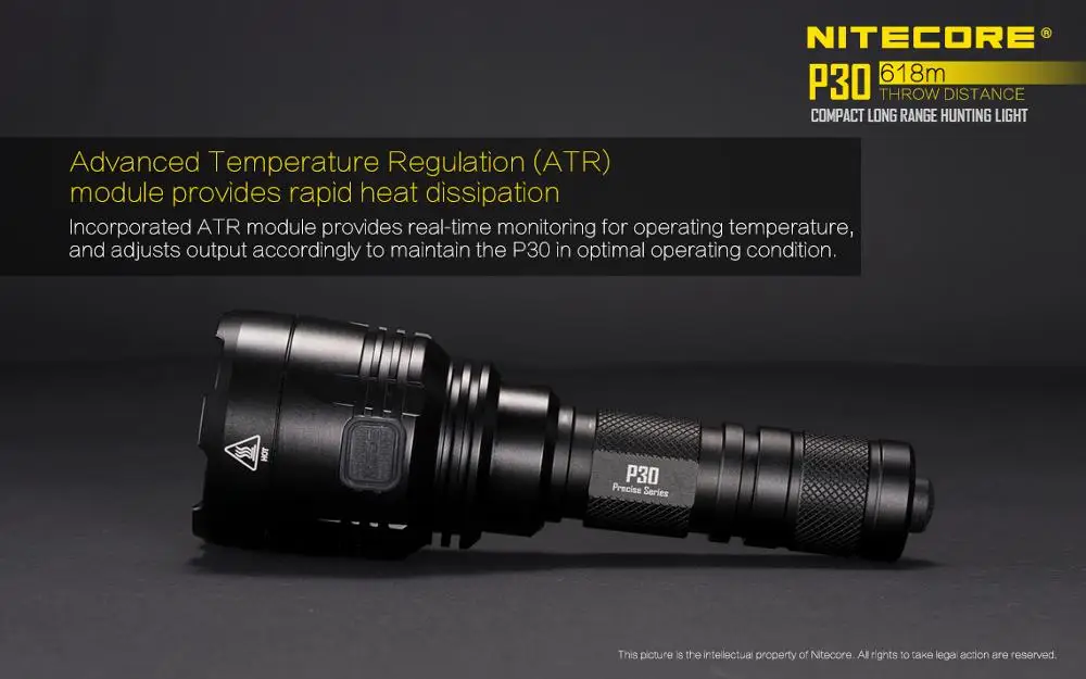 Nitecore P30 тактический фонарик 1000 Lm CREE XP-L HI светодиодный Водонепроницаемый 18650 Открытый Отдых Охота Портативный факел