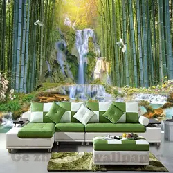 Заказ росписи 3D обои бамбук водопад парк 3D пейзажа гостиная Спальня ТВ софе фон обои Home Decor