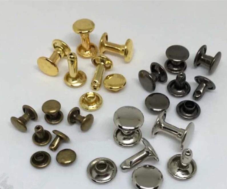 100 set 8*8mm Antique Brass Double Cap Round Rapid Rivet Punk Rock ...