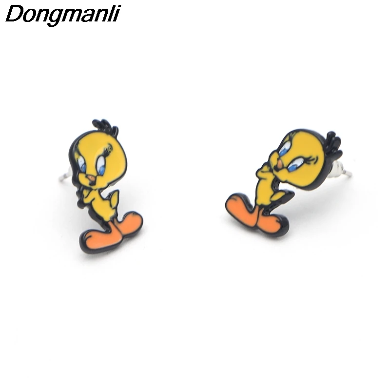 P2658 Dongmanli мультфильм анимация птица из нержавеющей стали пирсинг для уха гвоздики