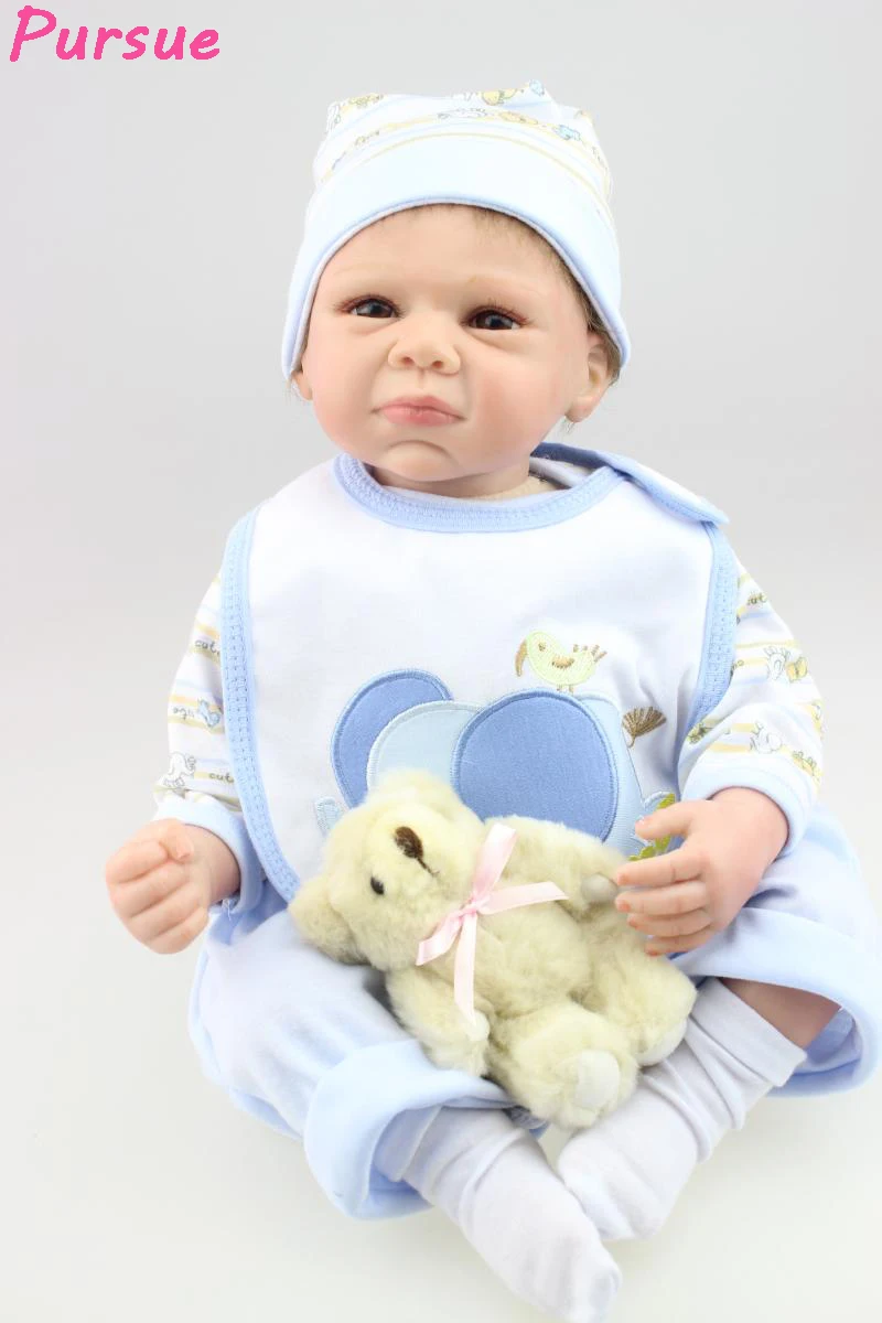 

Pursue 52cm Brown Eyes Cloth Body Silicone Reborn Baby Dolls for Sale for Boys Girls bebe reborn 3/4 silicone limbs menino