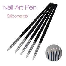 5 Pcs Nail Art Pen Brushes Soft Silicone Carving Craft Supplies Pottery Sculpture UV Gel Building Clay Pencil DIY Tools 2016 New