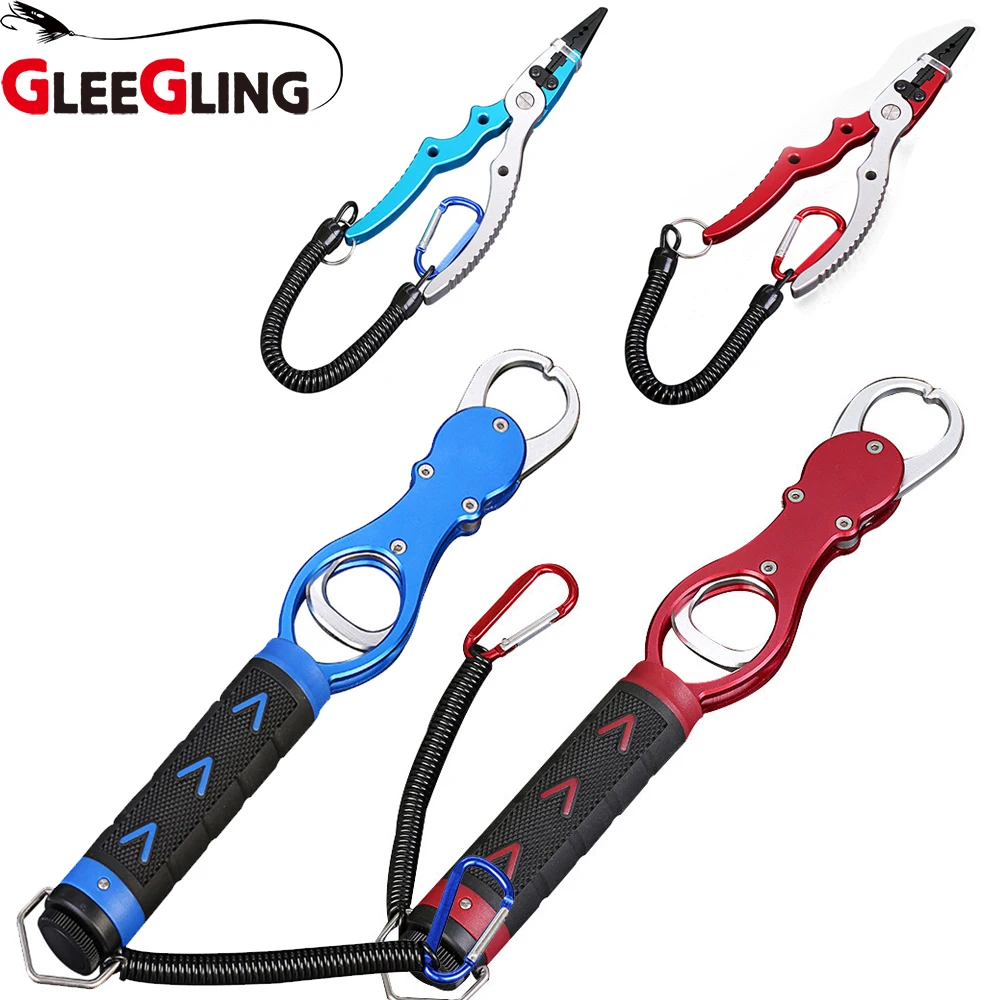 

GLEEGLING Control Fish Clamp Device 18cm Fishing Lures Lip Grip Holder Grabber Fish Pliers with Weight Scale Ruler Tool Tackle