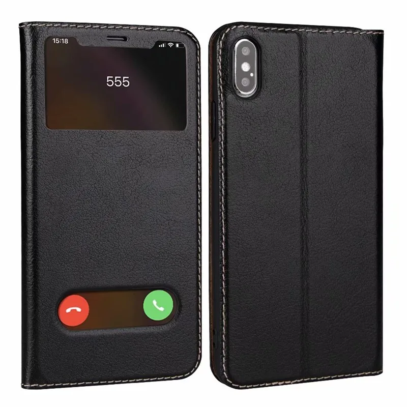 Роскошный чехол из натуральной кожи для iPhone XS, чехол для MAX XR, для iPhone X, 7, 8 Plus, 6, 6s Plus, винтажный Чехол-книжка с окошком для просмотра, чехол для телефона
