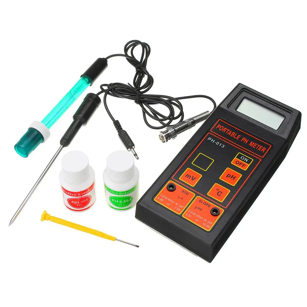 

3 in 1 Portable PH-8414 PH ORP Temperature Meterwith Battery and > PH Meters Buffer Powder Handheld