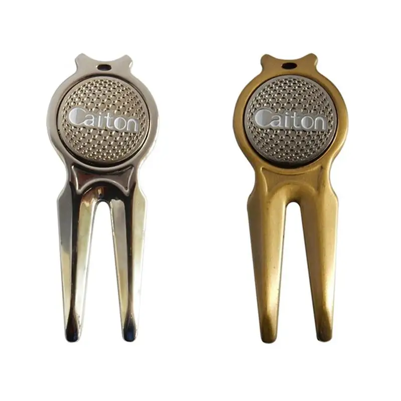 

2pcs Golf Divot Repair Tool Portable Putting Green Divot Fork with Magnetic Ball Marker (Random Color)