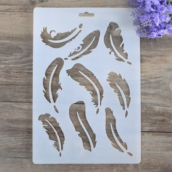 

Feather Stencils For Painting Wall Scrapbooking Embossing Decorative Album Paper Cards Airbrush Stencil Template 17*26cm