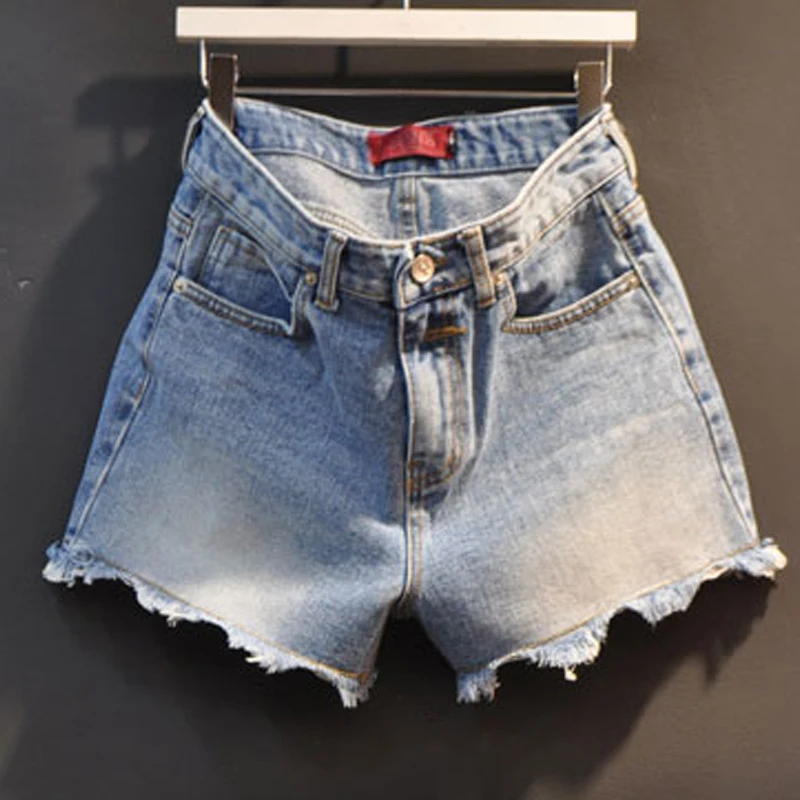 

High Waist Jeans Shorts 2017 Summer Washed Hairy Hot Pants Female Fashion Wide Leg Pants Girl Denim Shorts for Women
