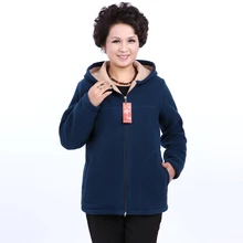 Winter Middle Aged Womens Hooded Imitation Lambs Fleece font b Jackets b font Ladies Warm Soft
