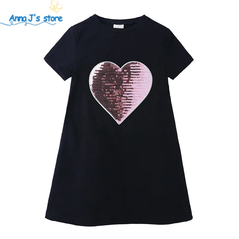 

Qz-666 Hot 2019 New Summer Dress Toddler Kids Baby Girls Lovely Birthday Clothes love heart sequin Party Gown Dress