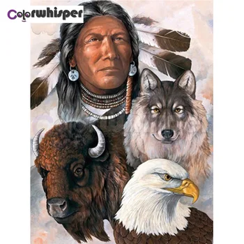 

Diamond Painting Full Square/Round Drill Indian Wolf Eagle 3D Daimond Painting Embroidery Mosaic Cross Stitch Crystal Z186
