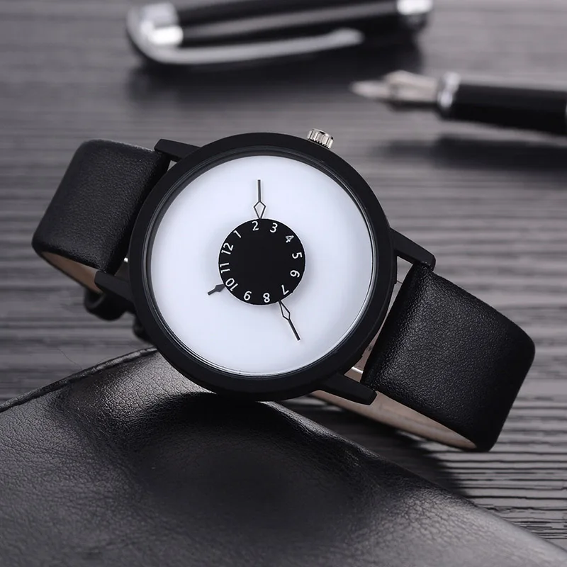 Горячая мода креативные женские часы Мужские кварцевые часы бренд Уникальный циферблат дизайн минималистичные влюбленные часы кожаные Наручные часы подарок