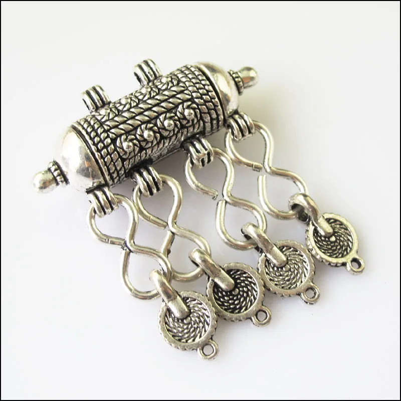 

1Pcs Antiqued Silver Tone Barrel Flower Tassels Charms Pendants 43x50mm